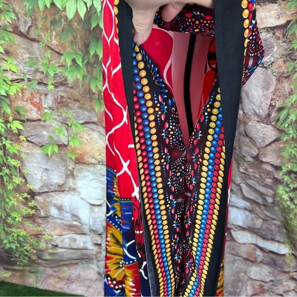 TRUE ROCK Red and Blue Maxi Length Caftan, One Size - Picture 10 of 13
